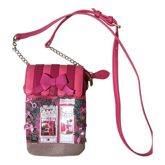 Vendula Ribbons & Bows Haberdashery Crossbody Phone Pouch Pink Ribbon Purse NWOT - Picture 2 of 15